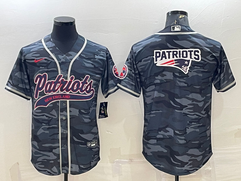 Men's New England Patriots Grey Camouflage Jersey